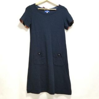 BLUE LABEL CRESTBRIDGE(ブルーレーベルクレストブリッジ) ワンピース サイズ36 S レディース - ダークネイビー クルーネック/半袖/ひざ丈