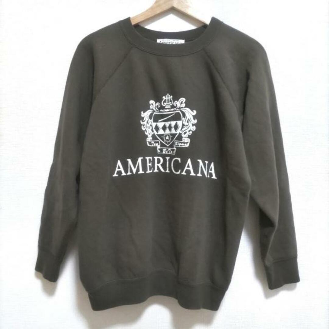 AMERICANA(アメリカーナ)のAMERICANA(アメリカーナ) トレーナー レディース美品  - カーキ×白 長袖 綿 レディースのトップス(トレーナー/スウェット)の商品写真