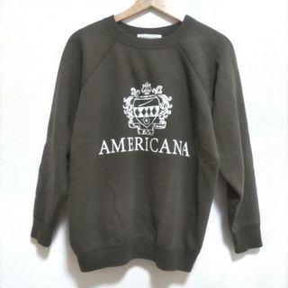 アメリカーナ(AMERICANA)のAMERICANA(アメリカーナ) トレーナー レディース美品  - カーキ×白 長袖 綿(トレーナー/スウェット)