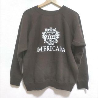 AMERICANA - AMERICANA(アメリカーナ) トレーナー レディース美品  - ダークブラウン×白 長袖 綿