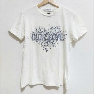 クリスチャンディオール(Christian Dior)のDIOR/ChristianDior(ディオール/クリスチャンディオール) 半袖Tシャツ サイズXS レディース美品  - 053T03A4469 アイボリー×ネイビー クルーネック/ハート 綿、麻(Tシャツ(半袖/袖なし))