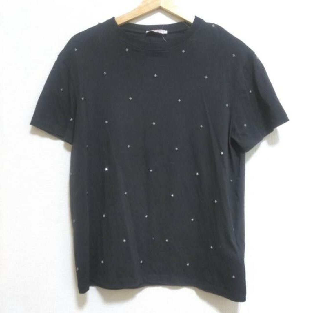 VALENTINO(ヴァレンティノ)のVALENTINO(バレンチノ) 半袖Tシャツ サイズXS レディース美品  - 黒×シルバー クルーネック/スタッズ 綿 レディースのトップス(Tシャツ(半袖/袖なし))の商品写真