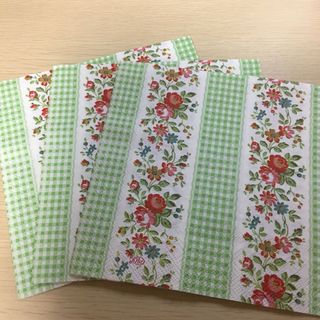 キャスキッドソン(Cath Kidston)のペーパーナプキン   キャス・キッドソン  ギンガム  グリーン   ３枚(その他)