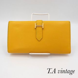 エルメス(Hermes)の美品！エルメス　ヴォーエプソン　べアンスフレ　長財布　イエロー(財布)