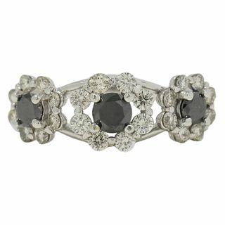 本物 ブラックダイヤモンド ダイヤモンド 1.20ct K18 WG リング 指輪 13号 ホワイトゴールド ブラック アクセサリー ジュエリー 中古(リング(指輪))