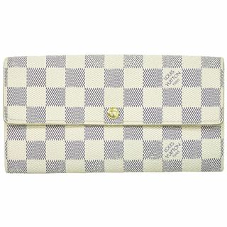 ルイヴィトン(LOUIS VUITTON)の本物 ルイヴィトン LOUIS VUITTON LV ポルトフォイユサラ ダミエ アズール 長財布 ロングウォレット ホワイト N61735 財布 ウォレット 中古(財布)