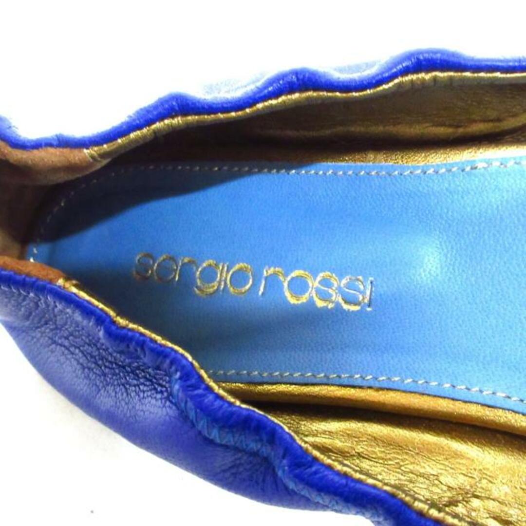 Sergio Rossi(セルジオロッシ)のsergio rossi(セルジオロッシ) フラットシューズ 37 レディース ブルー×ライトブルー×ゴールド レザー レディースの靴/シューズ(その他)の商品写真