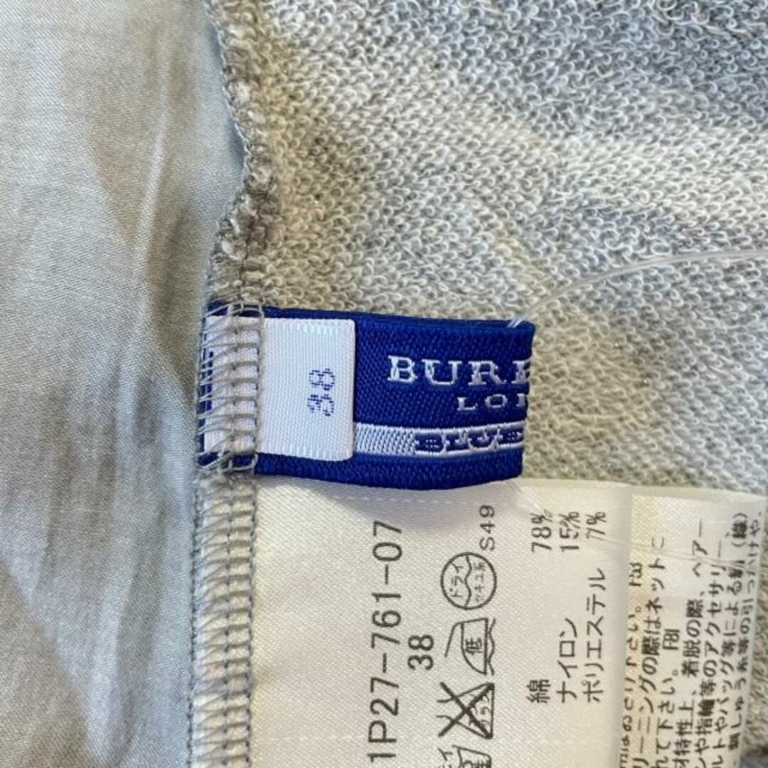 BURBERRY BLUE LABEL(バーバリーブルーレーベル)のBurberry Blue Label(バーバリーブルーレーベル) 長袖カットソー サイズ38 M レディース美品  - グレー クルーネック/ジップアップ/ラメ 綿、ナイロン レディースのトップス(カットソー(長袖/七分))の商品写真