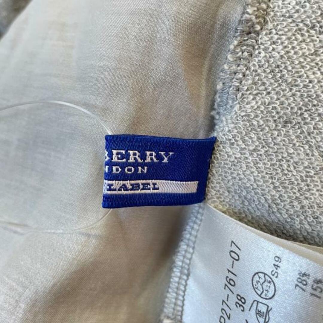 BURBERRY BLUE LABEL(バーバリーブルーレーベル)のBurberry Blue Label(バーバリーブルーレーベル) 長袖カットソー サイズ38 M レディース美品  - グレー クルーネック/ジップアップ/ラメ 綿、ナイロン レディースのトップス(カットソー(長袖/七分))の商品写真