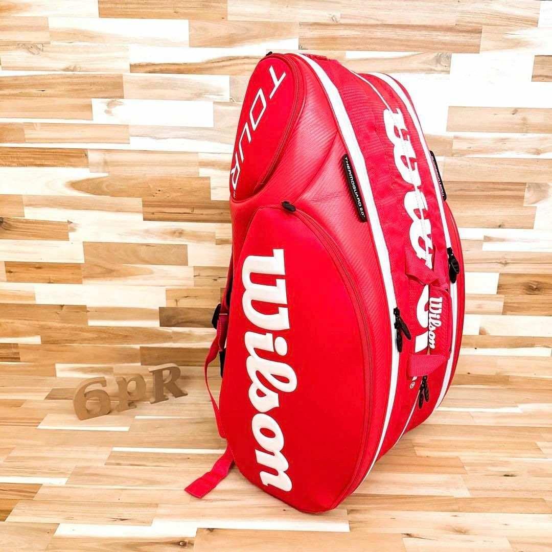 wilson(ウィルソン)の廃番／大容量【ウィルソン】ツアー ラケットバッグ ボストンバッグ テニス 赤×白 スポーツ/アウトドアのテニス(バッグ)の商品写真