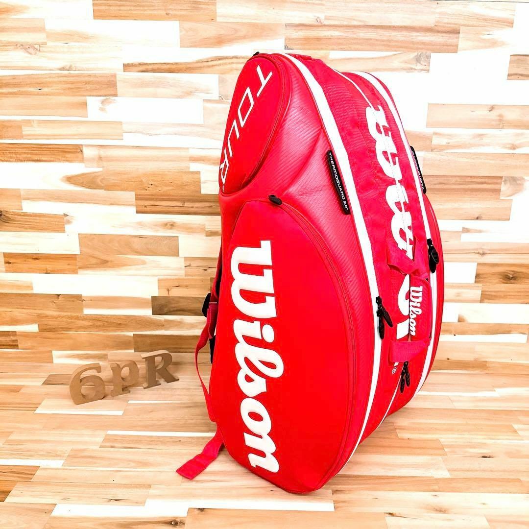 wilson(ウィルソン)の廃番／大容量【ウィルソン】ツアー ラケットバッグ ボストンバッグ テニス 赤×白 スポーツ/アウトドアのテニス(バッグ)の商品写真