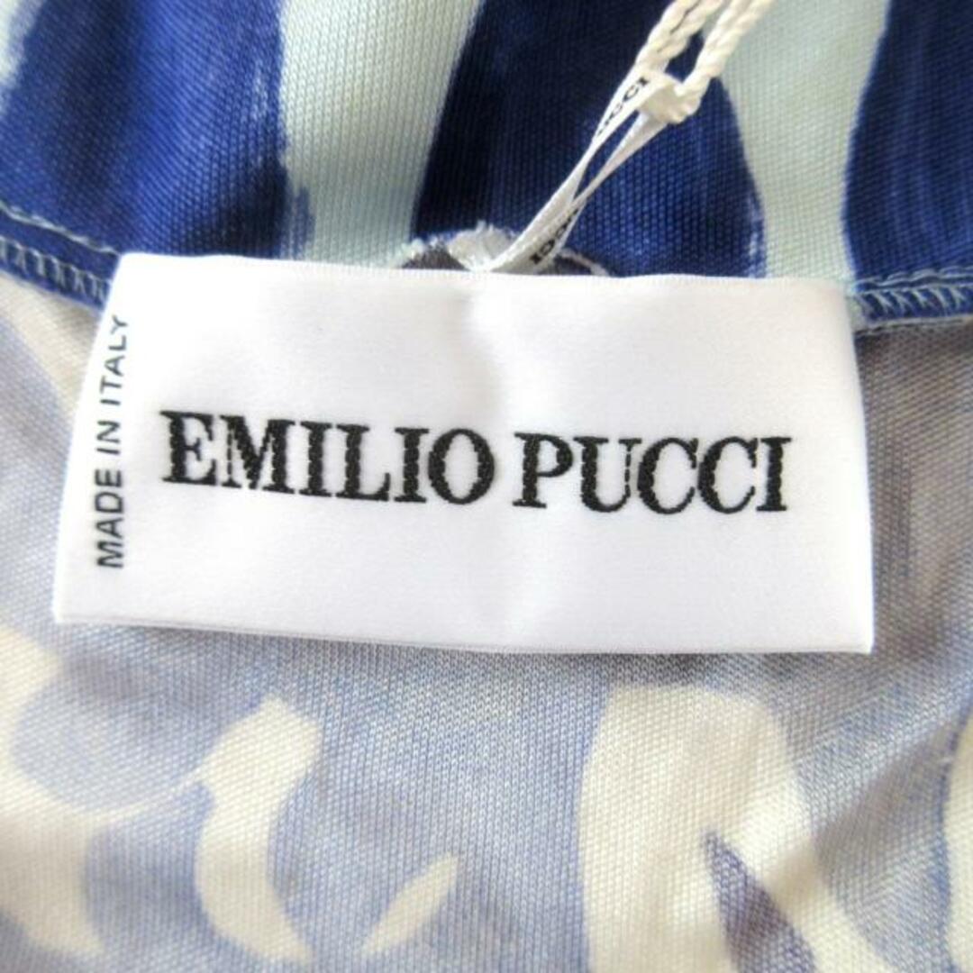 EMILIO PUCCI(エミリオプッチ)のEMILIO PUCCI(エミリオプッチ) ワンピース サイズ38(I) S レディース - 白×ライトブルー×マルチ Vネック/長袖/ひざ丈/シルク レディースのワンピース(その他)の商品写真