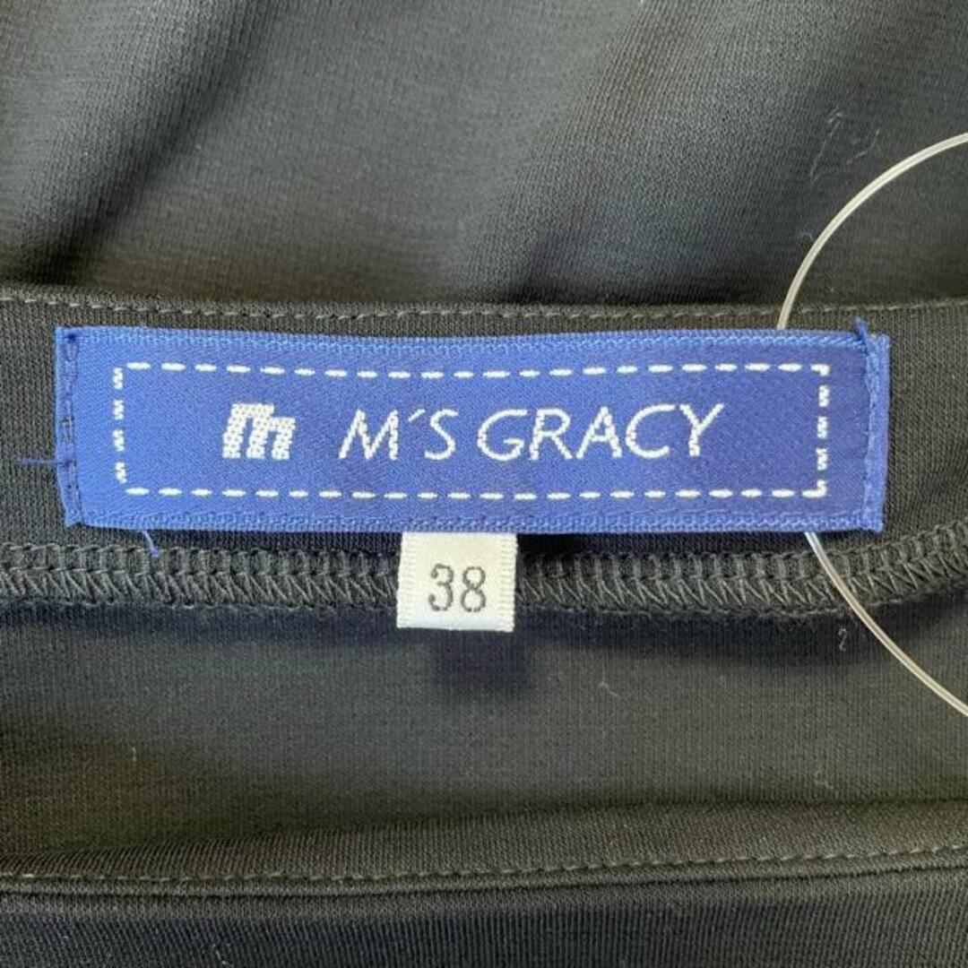 M'S GRACY(エムズグレイシー)のM'S GRACY(エムズグレイシー) 半袖カットソー サイズ38 M レディース美品  - 黒×白 クルーネック/リボン 綿 レディースのトップス(カットソー(半袖/袖なし))の商品写真