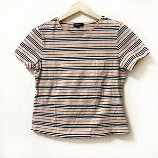 Burberry LONDON(バーバリーロンドン) 半袖Tシャツ サイズ1 S レディース - ベージュ×黒×白 クルーネック/ボーダー(Tシャツ(半袖/袖なし))