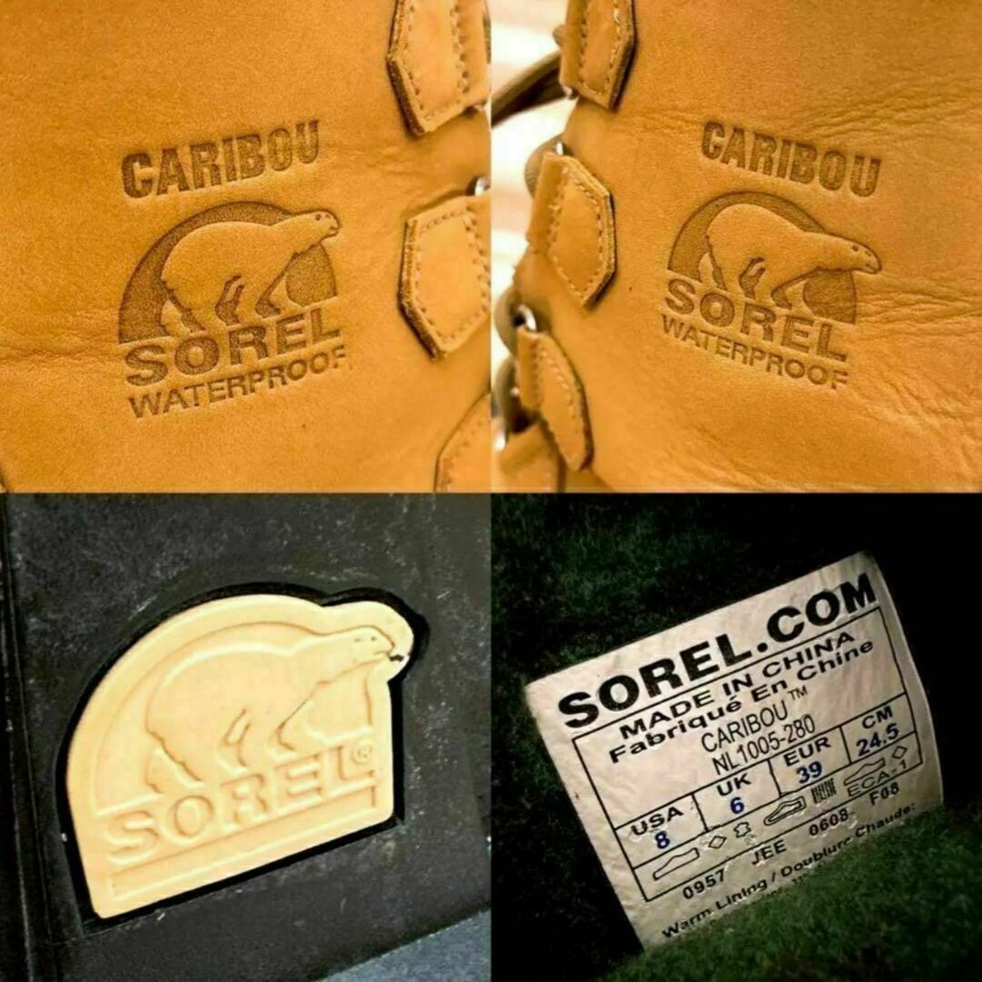 SOREL(ソレル)の【ソレル】防寒 スノーブーツ CARIBOUカリブー防水 24.5 ベージュ×黒 レディースの靴/シューズ(ブーツ)の商品写真