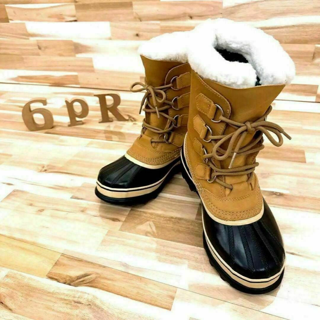 SOREL(ソレル)の【ソレル】防寒 スノーブーツ CARIBOUカリブー防水 24.5 ベージュ×黒 レディースの靴/シューズ(ブーツ)の商品写真