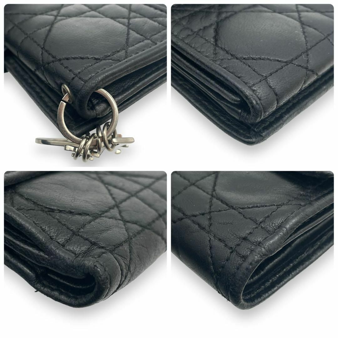 Christian Dior(クリスチャンディオール)のDior クリスチャン ディオール 折財布 カナージュ 黒 ブラック Wホック レディースのファッション小物(財布)の商品写真