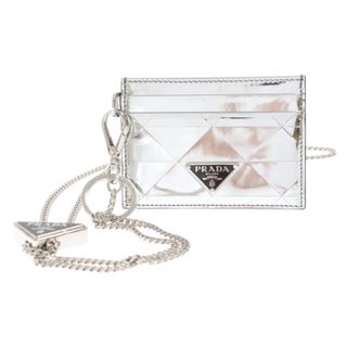 PRADA プラダ 22SS TRIANGLE PANEL LANYARD CREDIT CARD HOLDER トライアングル パネル チェーン レイヤード カードケース シルバー 2TL440