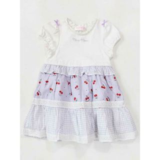 mezzo piano - ☆メゾピアノ/mezzo piano☆80cm 半袖ワンピース 白×紫 【中古】子供服 キッズ kids ベビー服 baby 女の子 夏 206032 onepi