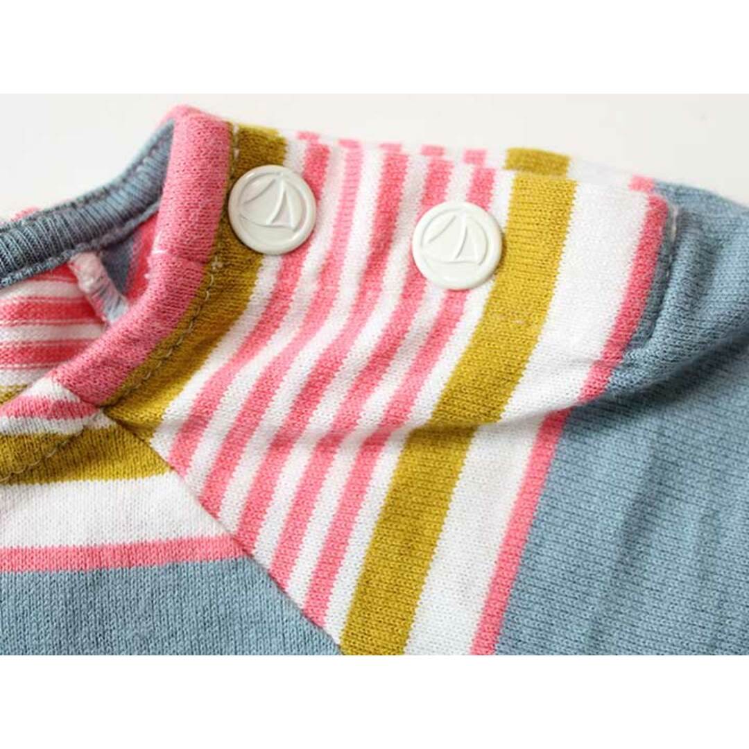 PETIT BATEAU(プチバトー)の☆プチバトー/PETIT BATEAU☆74cm 半袖ワンピース ピンク×グレー ボーダー 【中古】子供服 キッズ kids ベビー baby 女の子 夏 716022 onepi キッズ/ベビー/マタニティのベビー服(~85cm)(ワンピース)の商品写真