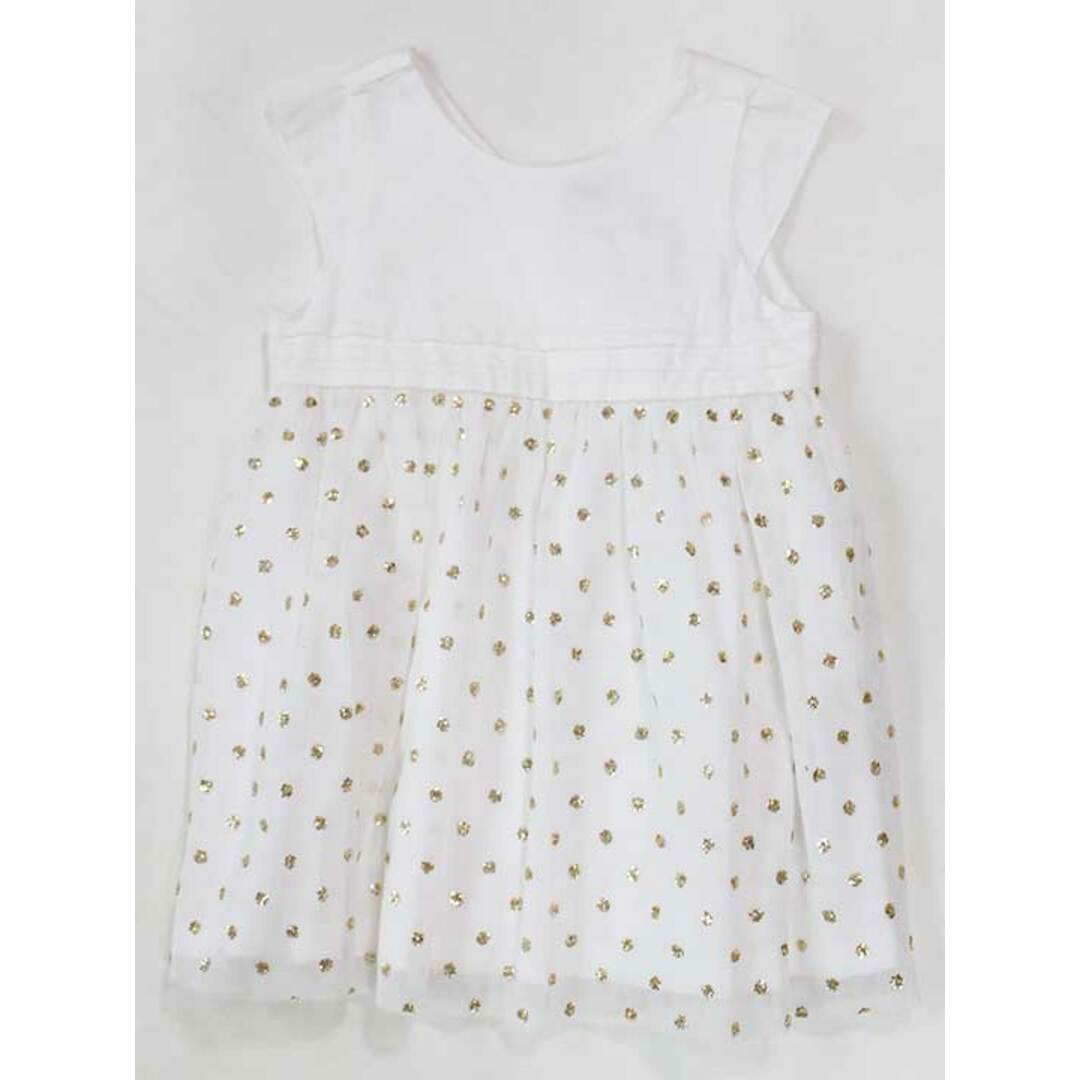 PETIT BATEAU(プチバトー)の☆プチバトー/PETIT BATEAU☆81cm ノースリーブワンピース 白×ゴールド 【中古】子供服 キッズ kids ベビー服 baby 女の子 夏 206032 onepi キッズ/ベビー/マタニティのベビー服(~85cm)(ワンピース)の商品写真