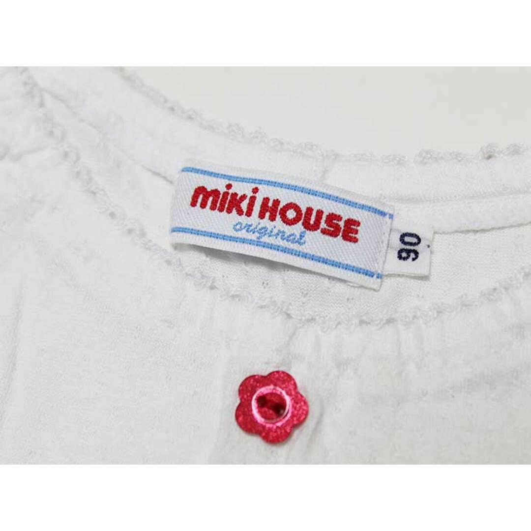 mikihouse(ミキハウス)の‡ミキハウス/mikihouse‡90cm 半袖ワンピース 白×赤【中古】子供服 キッズ kids ベビー服 baby 女の子 夏 524032 onepi キッズ/ベビー/マタニティのベビー服(~85cm)(ワンピース)の商品写真