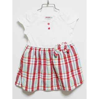 ミキハウス(mikihouse)の‡ミキハウス/mikihouse‡90cm 半袖ワンピース 白×赤【中古】子供服 キッズ kids ベビー服 baby 女の子 夏 524032 onepi(ワンピース)