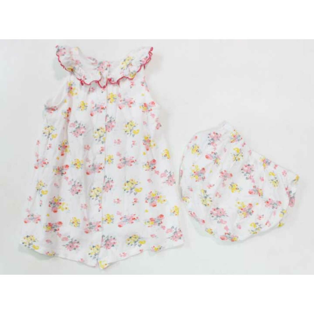 PETIT BATEAU(プチバトー)の☆プチバトー/PETIT BATEAU☆86cm ノースリーブワンピース＆ブルマセット 白×ピンク 【中古】子供服 キッズ kids ベビー服 baby 女の子 夏 206032 onepi キッズ/ベビー/マタニティのベビー服(~85cm)(ワンピース)の商品写真