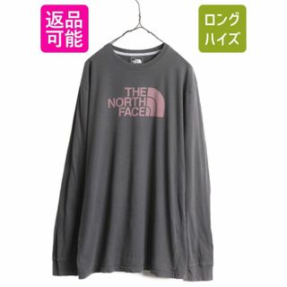 ザノースフェイス(THE NORTH FACE)のノースフェイス プリント 長袖 Tシャツ メンズ L / 古着 The North Face アウトドア ロンT プリントT ロゴT クルーネック カットソー 濃灰(Tシャツ/カットソー(七分/長袖))