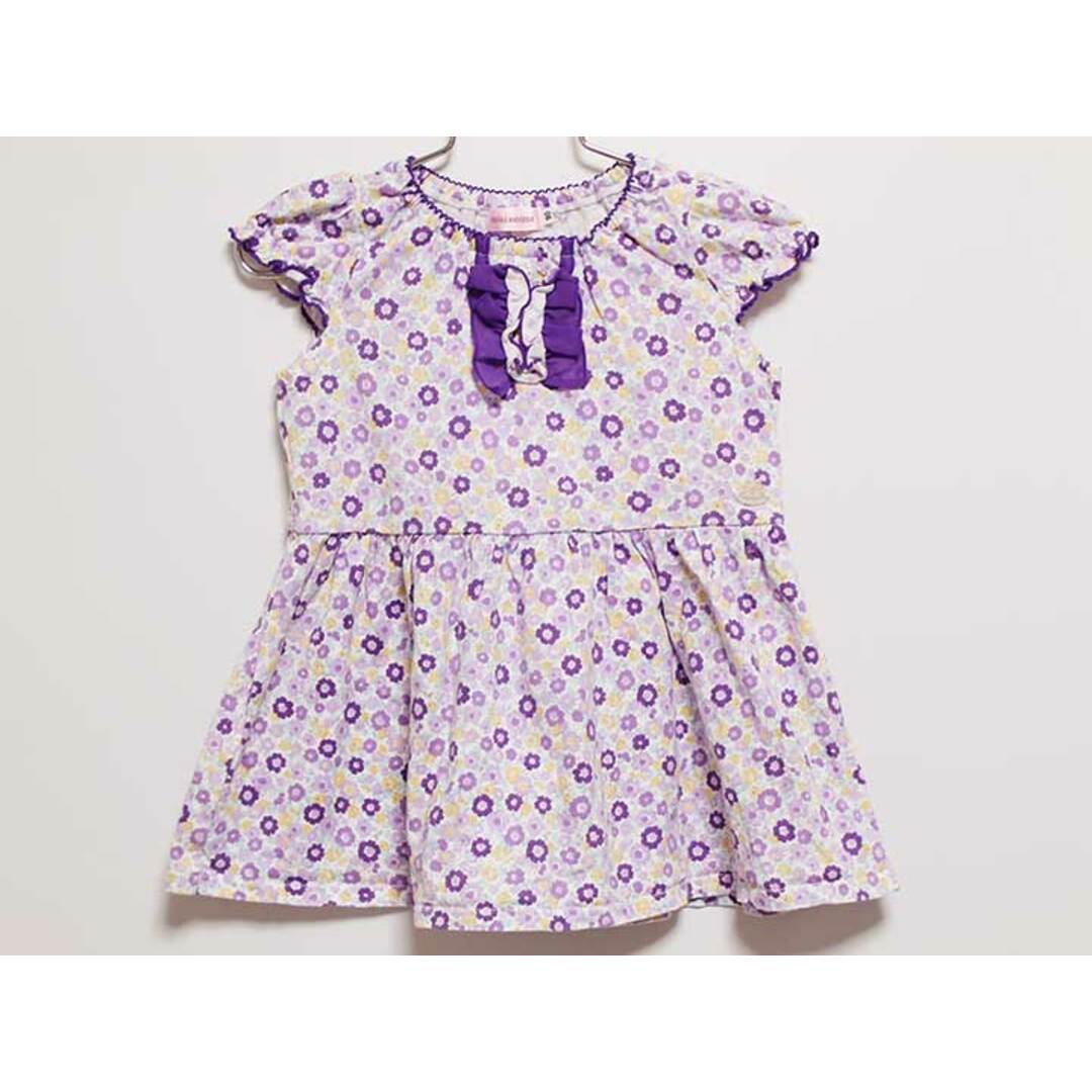 mikihouse(ミキハウス)の‡ミキハウス/mikihouse‡90cm 半袖ワンピース 白×紫【中古】子供服 キッズ kids ベビー服 baby 女の子 夏 524032 onepi キッズ/ベビー/マタニティのベビー服(~85cm)(ワンピース)の商品写真