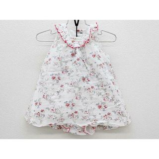 プチバトー(PETIT BATEAU)の□プチバトー/PETIT BATEAU□81cm ノースリーブワンピース  白 ピンク ブルマ付 【中古】子供服 キッズ kids ベビー服 baby 女の子 夏 716022 onepi(ワンピース)