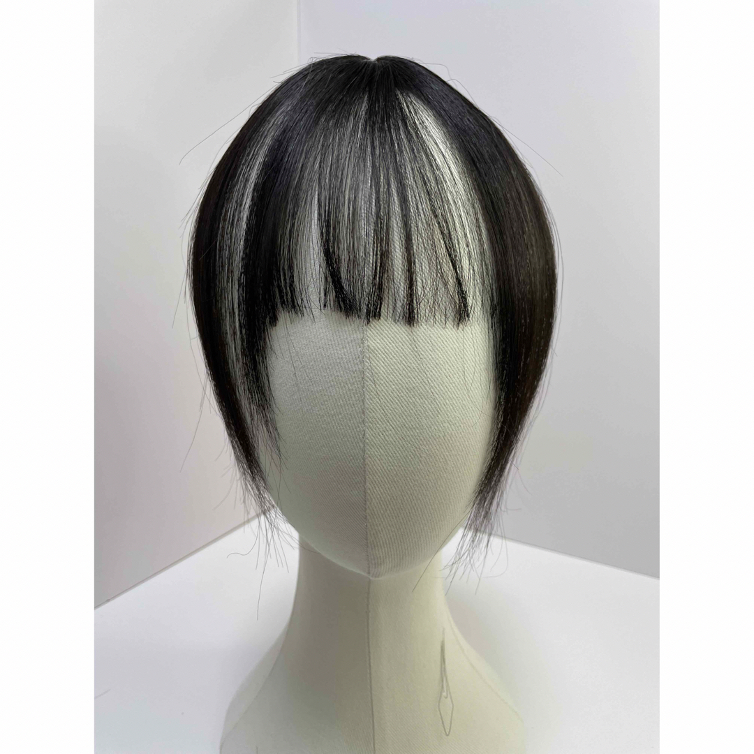 前髪ウィッグ人毛100%ヘアピース部分ウィッグ頭頂部エアリーナチュラルブラック レディースのウィッグ/エクステ(前髪ウィッグ)の商品写真