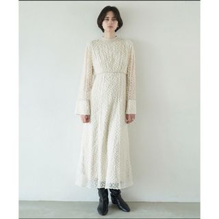 クラネ(CLANE)のCLANE SNOW DOT JACQUARD ONEPIECE(ロングワンピース/マキシワンピース)