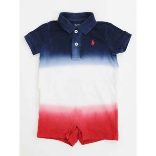 ラルフローレン(Ralph Lauren)の▲ラルフローレン/Ralph Lauren▲70cm 半袖ポロシャツオール/カバーオール/ショートオール トリコロールカラー グラデーション【中古】子供服 キッズ kids ベビー服 baby 男の子 夏 717022 onepi(カバーオール)