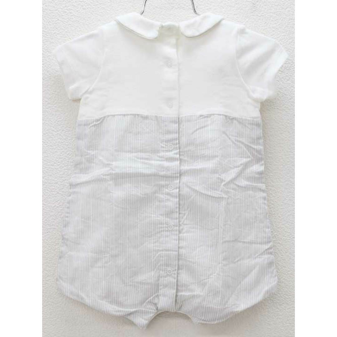 PETIT BATEAU(プチバトー)の□プチバトー/PETIT BATEAU□74cm 半袖カバーオール/ロンパース 白×グレー【中古】子供服 キッズ kids ベビー服 baby 女の子 夏 126022 onepi キッズ/ベビー/マタニティのベビー服(~85cm)(カバーオール)の商品写真