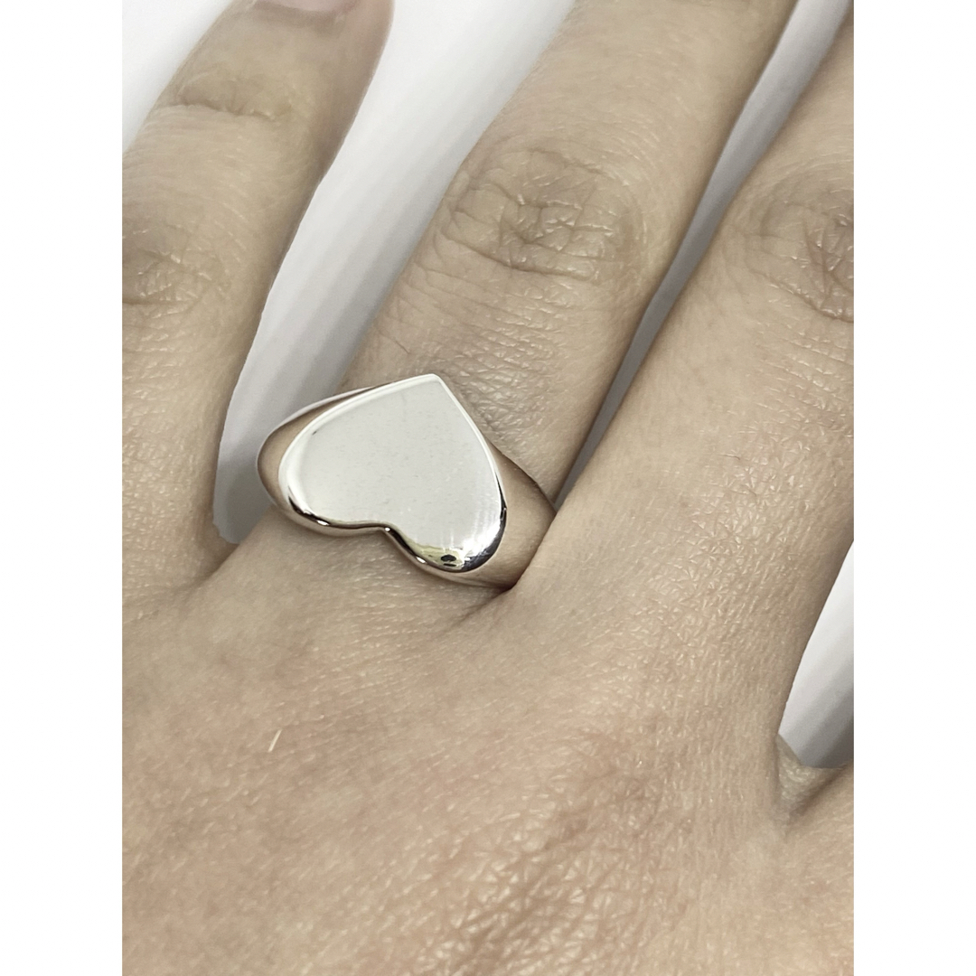 ミニハート　ポリッシュド　シグネット　愛印台シルバー925リング銀指輪17号Gブ メンズのアクセサリー(リング(指輪))の商品写真