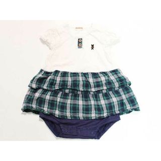 ミキハウス(mikihouse)の☆ミキハウス/mikihouse☆80cm 半袖ワンピオール/ロンパース 白×緑 【中古】子供服 キッズ kids ベビー服 baby 女の子 夏 824032 onepi(カバーオール)