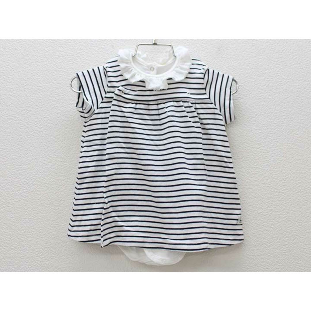 PETIT BATEAU(プチバトー)の□プチバトー/PETIT BATEAU□67cm 半袖カバーオール/ロンパース/ワンピース 紺×白【中古】子供服 キッズ kids ベビー服 baby 女の子 夏 026022 onepi キッズ/ベビー/マタニティのベビー服(~85cm)(カバーオール)の商品写真