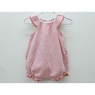 プチバトー(PETIT BATEAU)の□プチバトー/PETIT BATEAU□76cm 半袖カバーオール/ロンパース 赤×白【中古】子供服 キッズ kids ベビー服 baby 女の子 夏 026022 onepi(カバーオール)