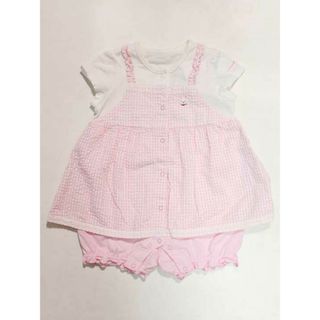 ミキハウス(mikihouse)の☆ミキハウス/mikihouse☆80cm 半袖ワンピオール/ロンパース 白×ピンク 【中古】子供服 キッズ kids ベビー服 baby 女の子 夏 824032 onepi(カバーオール)