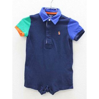 ラルフローレン(Ralph Lauren)の■ラルフローレン/Ralph Lauren■75cm 半袖ショートオール/カバーオール/ロンパース 紺【中古】子供服 キッズ kids ベビー服 baby 男の子 夏 526032 onepi(カバーオール)