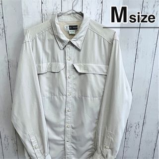 シャツ(shirts)のUSA古着　ワークシャツ　Mサイズ　長袖　ライトグレー　ダブルポケット　無地(シャツ)