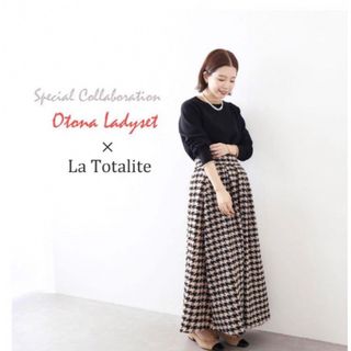 ラトータリテ(La TOTALITE)のLa Totalite ラ トータリテ  chayコラボ　千鳥柄ロングスカート(ロングスカート)