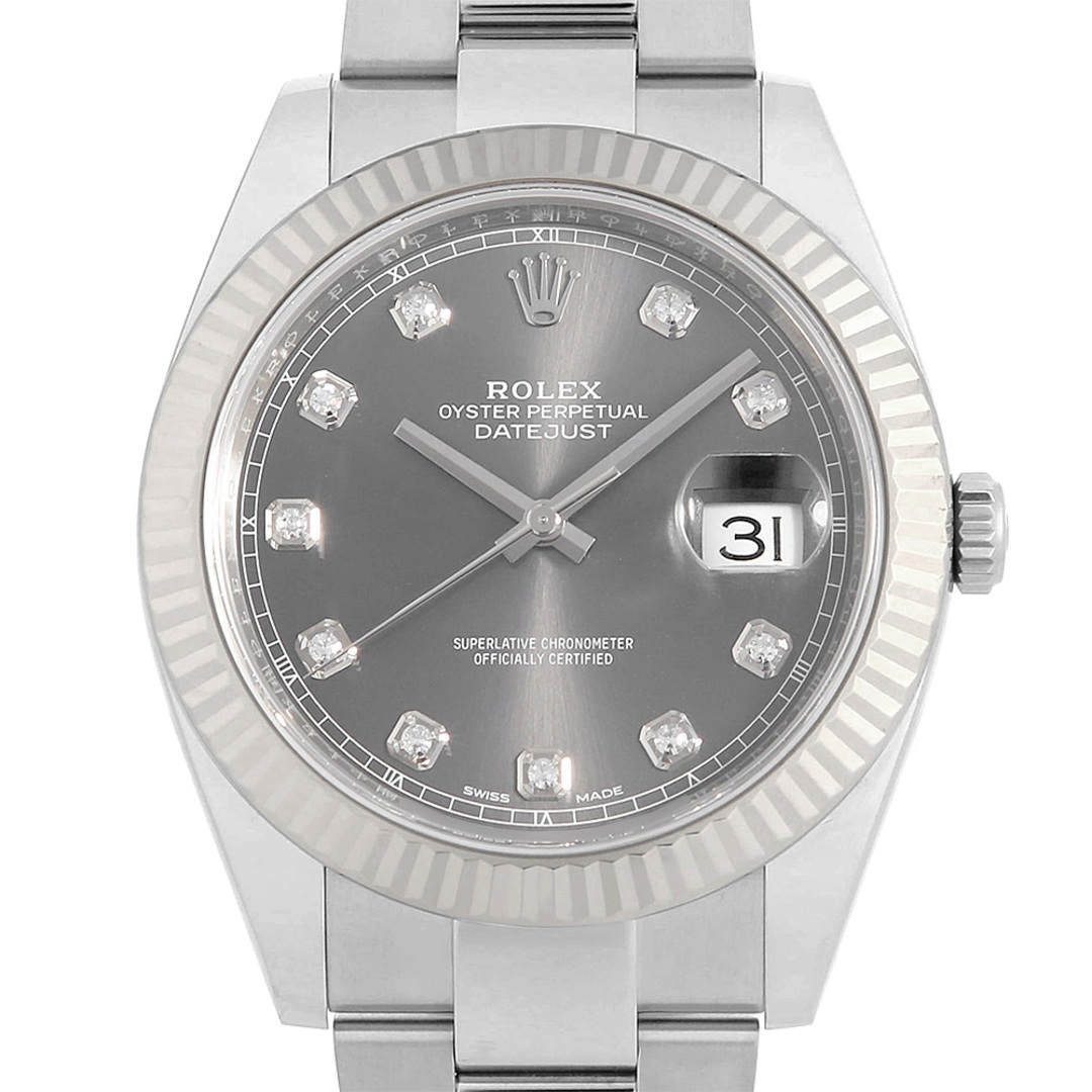 ROLEX(ロレックス)のロレックス デイトジャスト41 10Pダイヤ 126334G スレート (グレー)  3列 オイスターブレス ランダム番 メンズ 中古 腕時計 メンズの時計(腕時計(アナログ))の商品写真