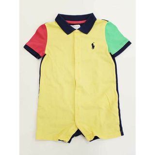 ラルフローレン(Ralph Lauren)の▲ラルフローレン/Ralph Lauren▲85cm 半袖カバーオール/ポロシャツオール/ショートオール 黄×濃紺【中古】子供服 キッズ kids ベビー服 baby 男の子 夏 717022 onepi(カバーオール)