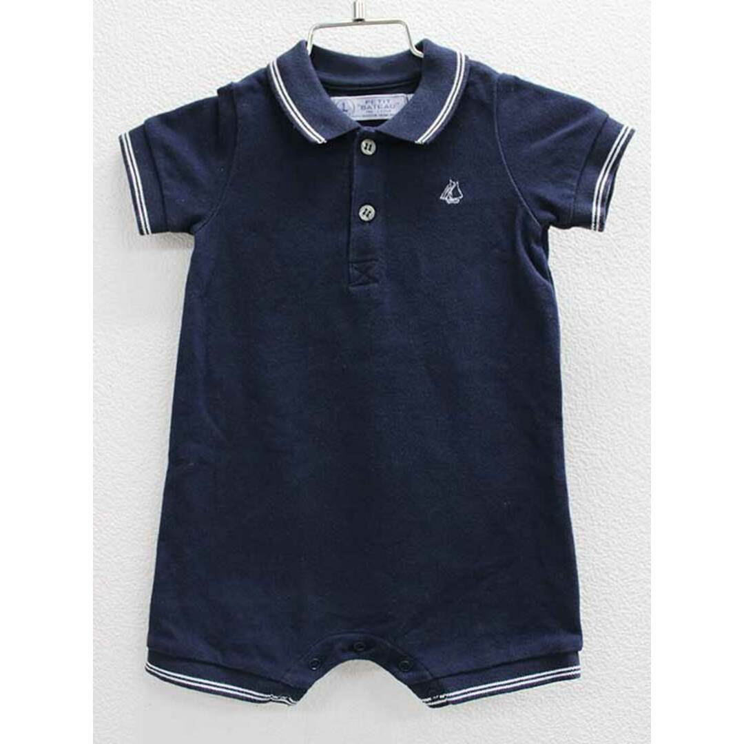 PETIT BATEAU(プチバトー)の◇プチバトー/PETIT BATEAU◇67cm 半袖ショートオール/カバーオール/ロンパース 濃紺【中古】子供服 キッズ kids ベビー服 baby 男の子 女の子 夏 117032 onepi キッズ/ベビー/マタニティのベビー服(~85cm)(カバーオール)の商品写真