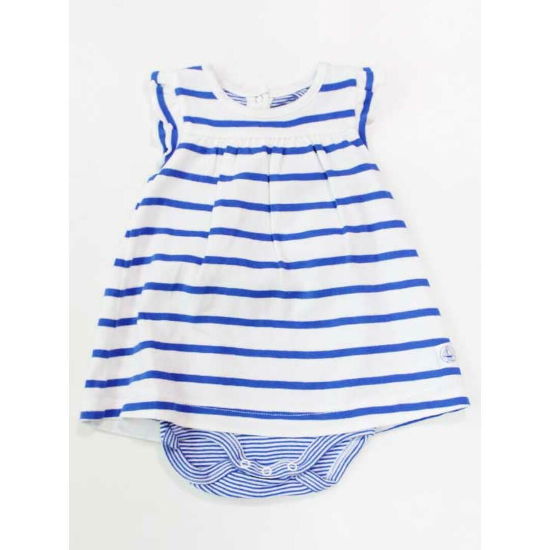 PETIT BATEAU(プチバトー)の☆プチバトー/PETIT BATEAU☆60cm ノースリーブワンピオール 白×青 【中古】子供服 キッズ kids ベビー服 baby 女の子 夏 206032 onepi キッズ/ベビー/マタニティのベビー服(~85cm)(カバーオール)の商品写真