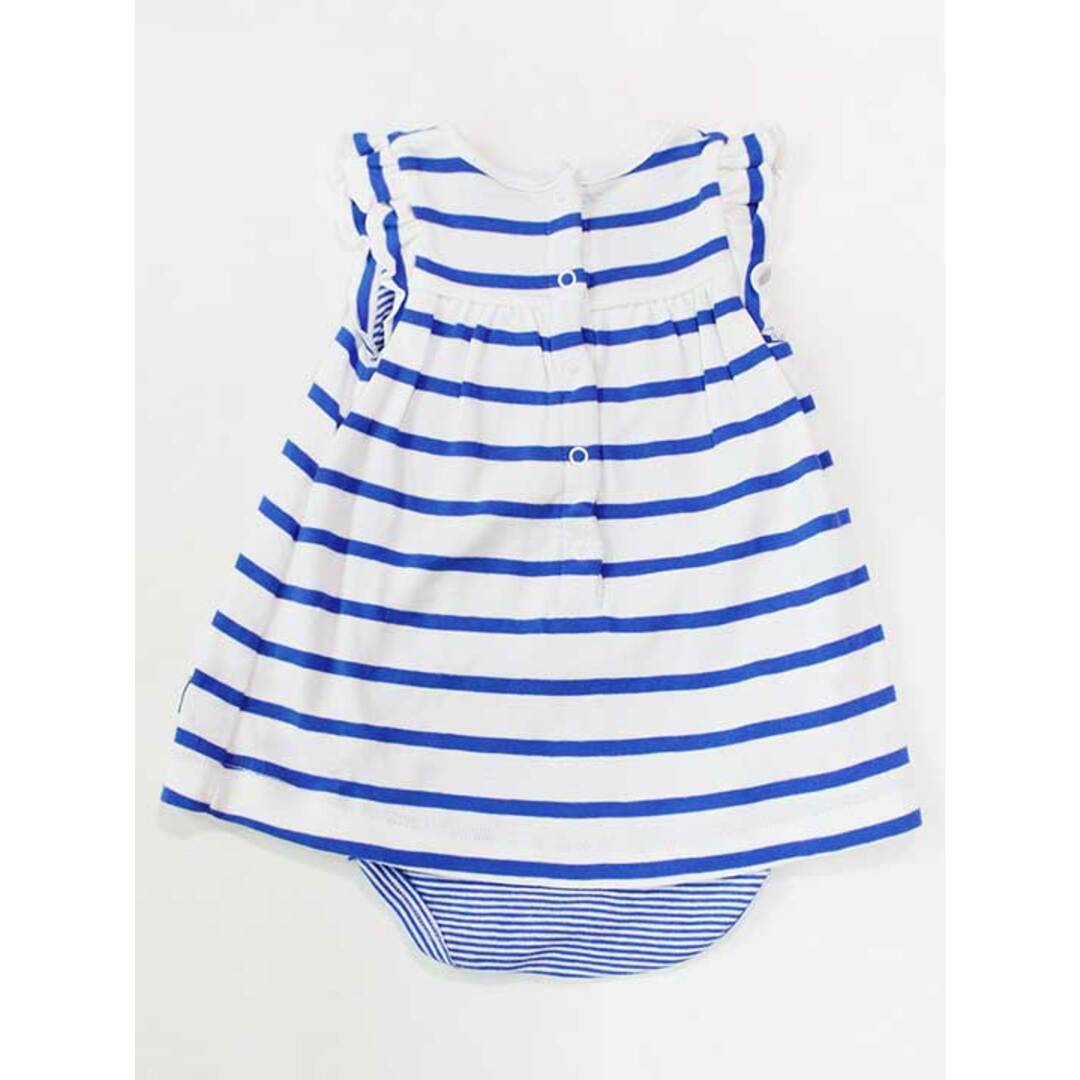 PETIT BATEAU(プチバトー)の☆プチバトー/PETIT BATEAU☆60cm ノースリーブワンピオール 白×青 【中古】子供服 キッズ kids ベビー服 baby 女の子 夏 206032 onepi キッズ/ベビー/マタニティのベビー服(~85cm)(カバーオール)の商品写真