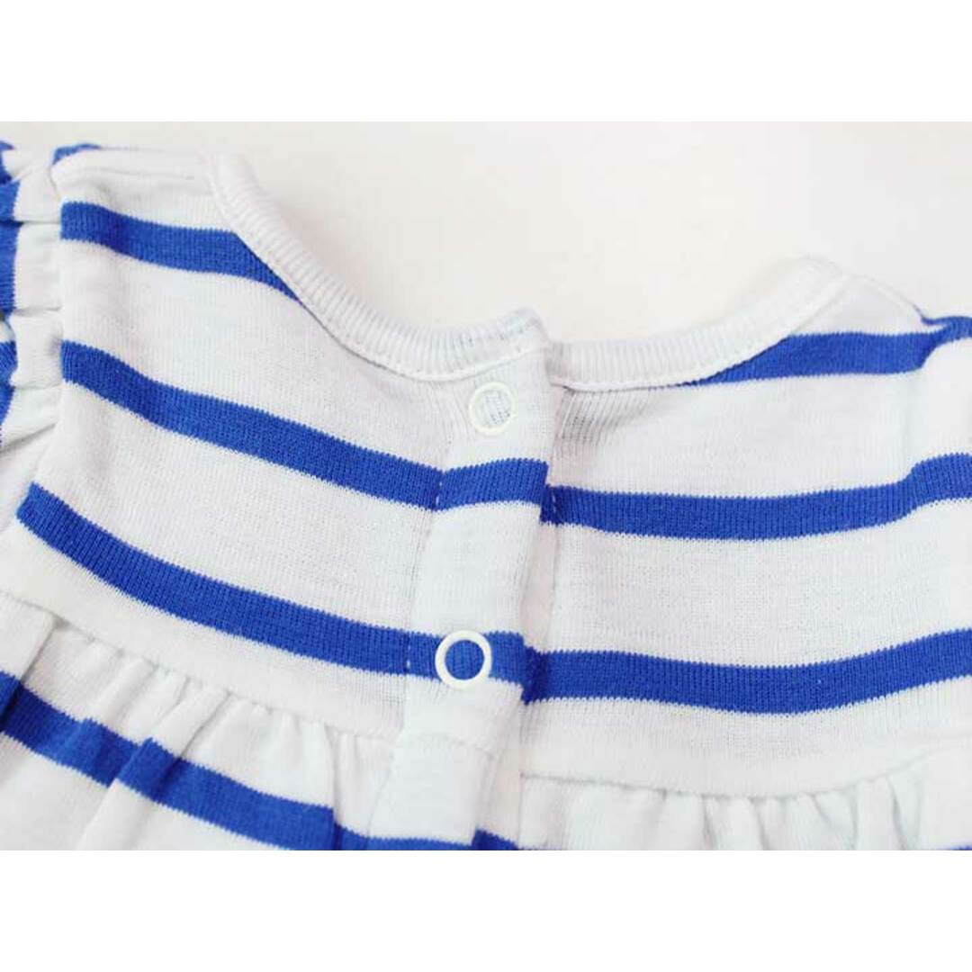 PETIT BATEAU(プチバトー)の☆プチバトー/PETIT BATEAU☆60cm ノースリーブワンピオール 白×青 【中古】子供服 キッズ kids ベビー服 baby 女の子 夏 206032 onepi キッズ/ベビー/マタニティのベビー服(~85cm)(カバーオール)の商品写真