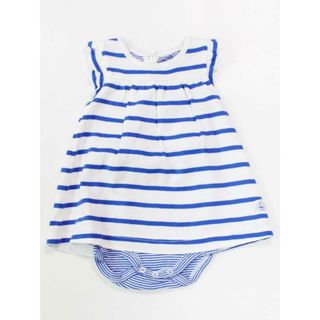 プチバトー(PETIT BATEAU)の☆プチバトー/PETIT BATEAU☆60cm ノースリーブワンピオール 白×青 【中古】子供服 キッズ kids ベビー服 baby 女の子 夏 206032 onepi(カバーオール)